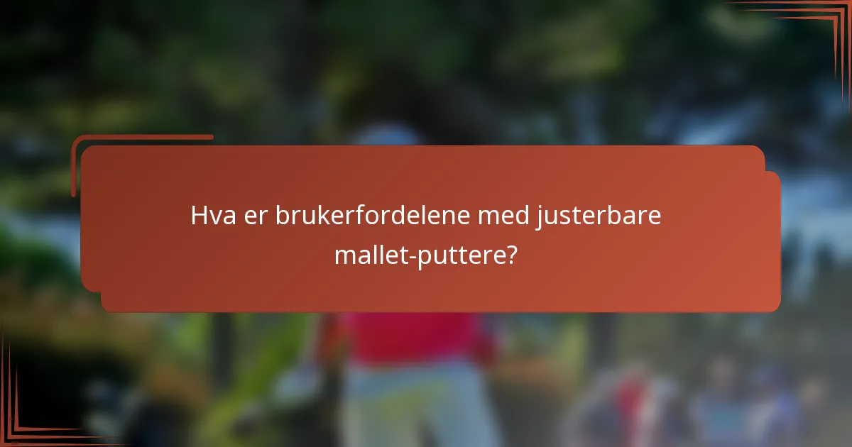 Hva er brukerfordelene med justerbare mallet-puttere?