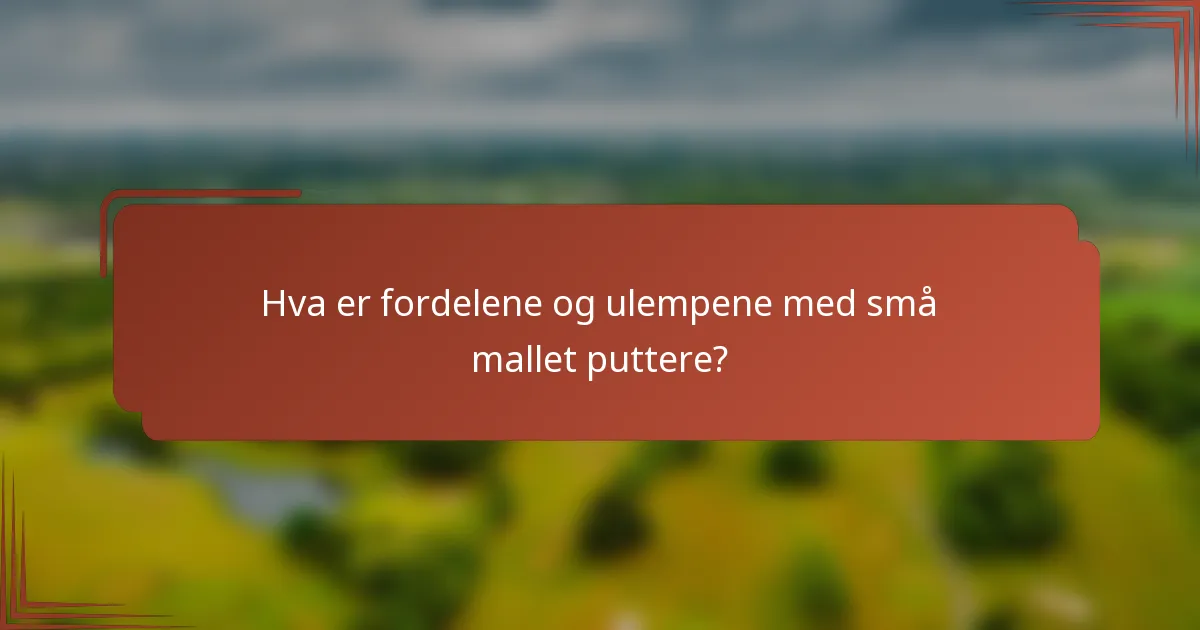 Hva er fordelene og ulempene med små mallet puttere?