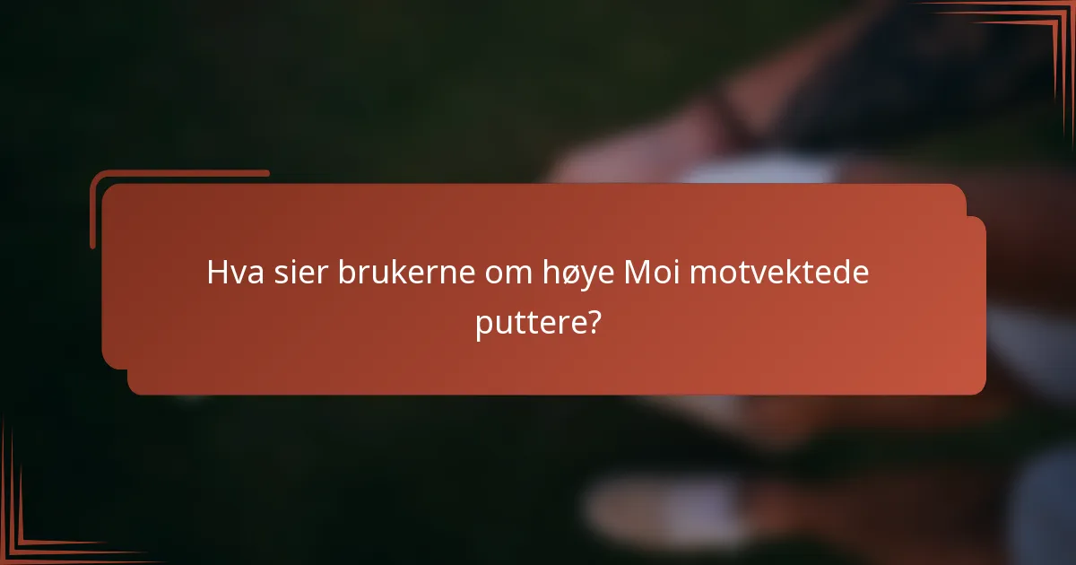 Hva sier brukerne om høye Moi motvektede puttere?