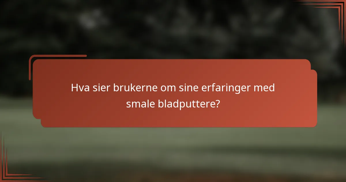 Hva sier brukerne om sine erfaringer med smale bladputtere?