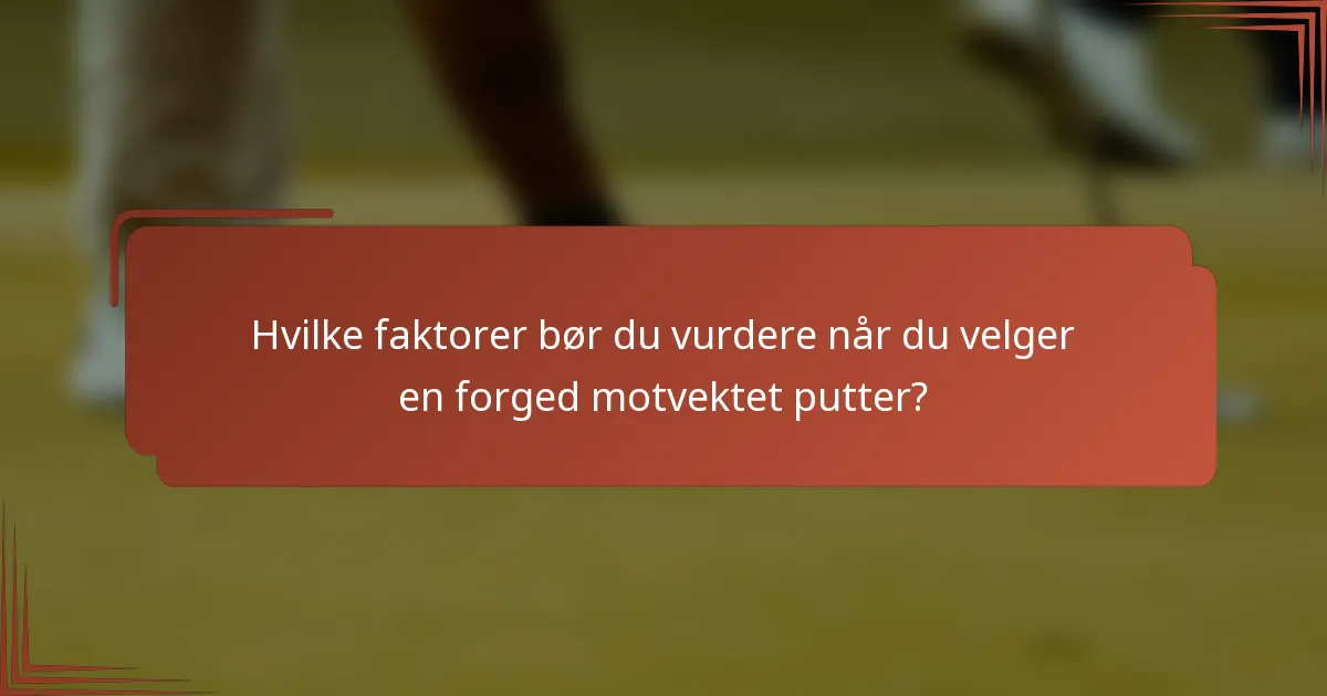 Hvilke faktorer bør du vurdere når du velger en forged motvektet putter?