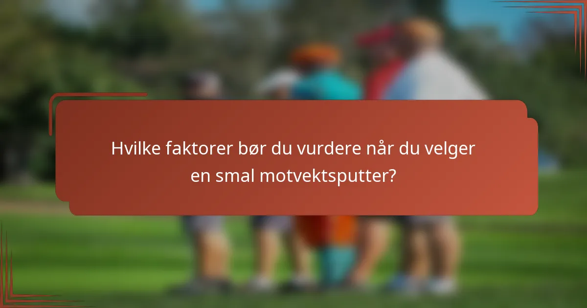 Hvilke faktorer bør du vurdere når du velger en smal motvektsputter?