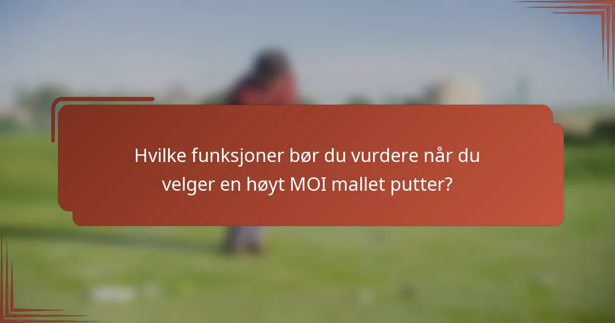 Hvilke funksjoner bør du vurdere når du velger en høyt MOI mallet putter?