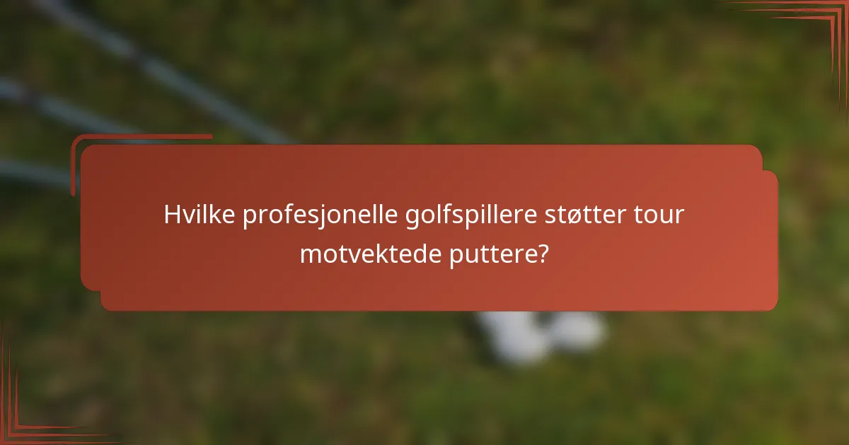 Hvilke profesjonelle golfspillere støtter tour motvektede puttere?