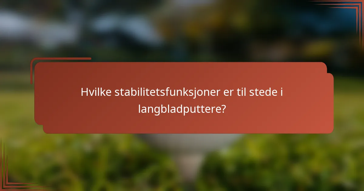 Hvilke stabilitetsfunksjoner er til stede i langbladputtere?