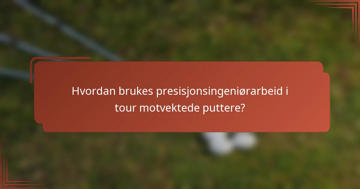 Hvordan brukes presisjonsingeniørarbeid i tour motvektede puttere?